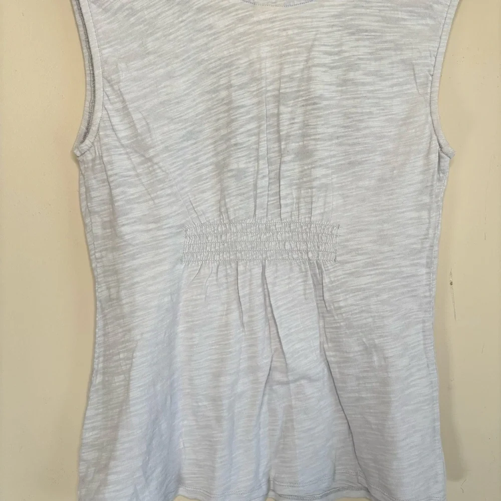 Anthro C Keer Blue Grey Cotton Embroidered Floral Sleeveless Blouse Small - Picture 6 of 8
